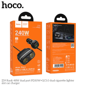 Dual Cigarette Lighter Adapter Fast Charger PD30W and QC3.0 Hoco Z59