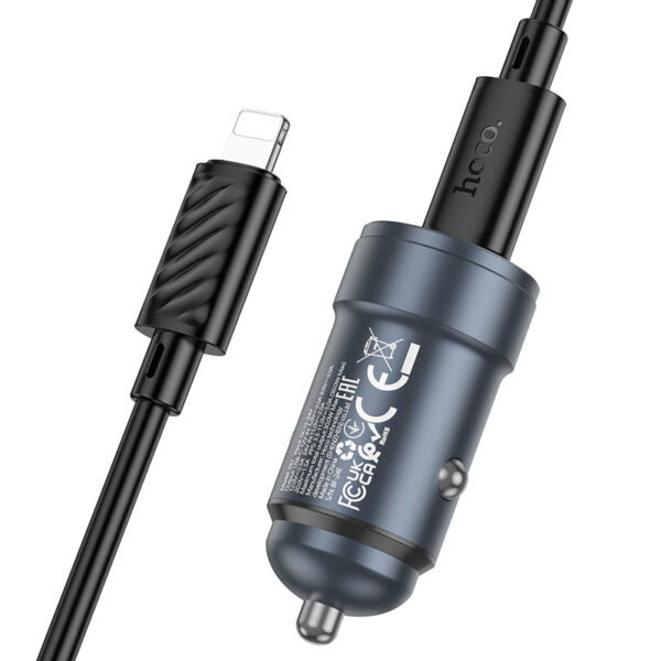 Fast Car Charger 12v 30W Cigarette Port USB C Hoco Z57 - Image 2