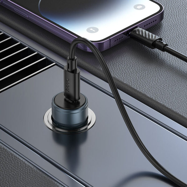 Fast Car Charger 12v 30W Cigarette Port USB C Hoco Z57 - Image 3
