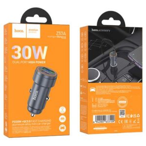 Fast Car Charger 12v Cigarette Port USB A & C Hoco Z57A
