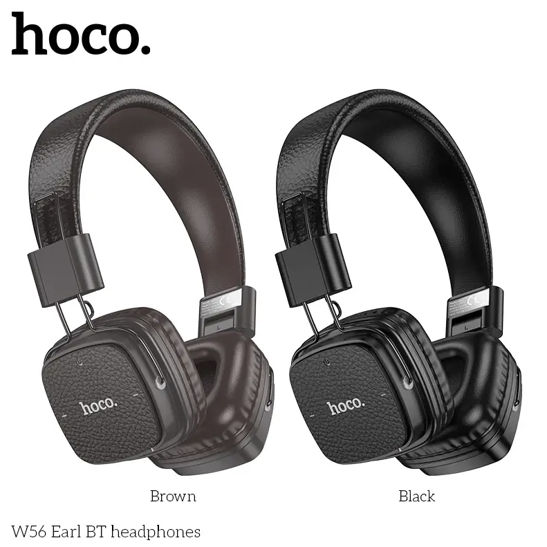 Leather Foldable Bluetooth Headphones Black Hoco W56